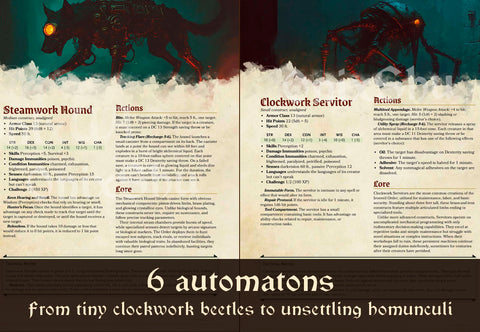 Codex Automatica: Dark Mechanical Monster Manual for 5e