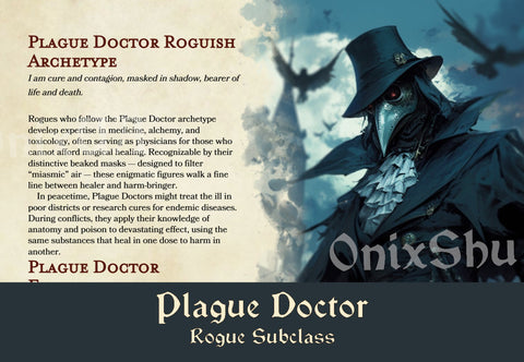 Gothic DnD Subclasses, DnD Plague Doctor, Rogue Doctor, D&D Subclasses