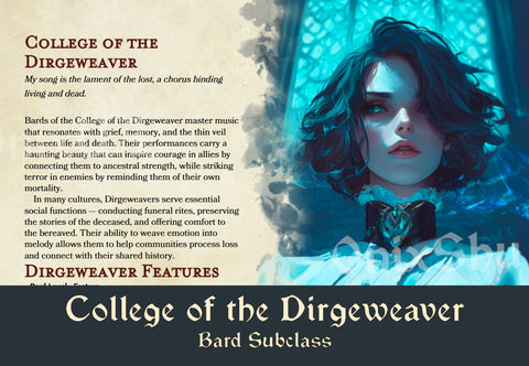 Gothic DnD Subclasses, DnD Sorrow Bard, D&D Subclasses