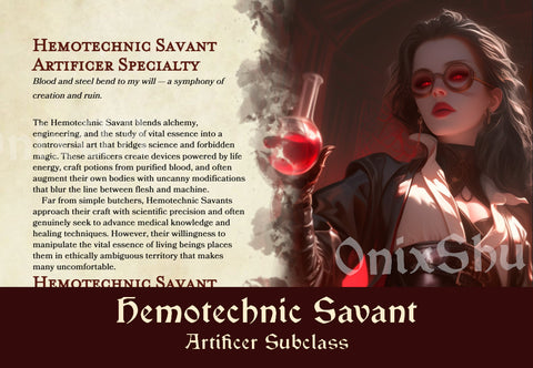 Gothic DnD Subclasses, DnD Blood Mage, Blood Artificer, D&D Subclasses