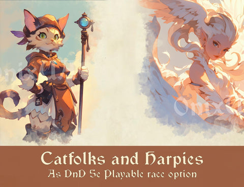 14 unusual playable races for DnD |Skeletons, Harpies, Catfolk, Arachnid, Kitsune, Slimes and more (Digital Book)