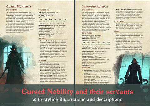 Dark Fantasy Monster Manual for DnD | Nocturnal Horrors: Bestiary of the Damned (Digital PDF)