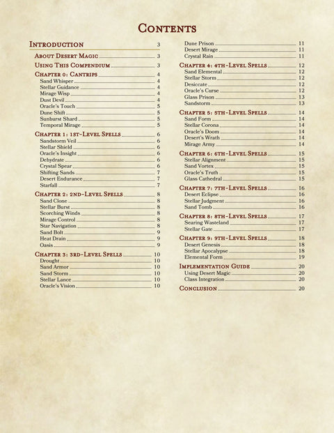 Forgotten Sands: Desert and Stellar Spells for 5e