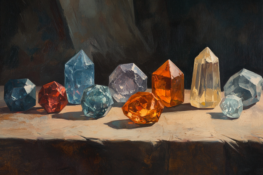 Fantasy gems on the table painting