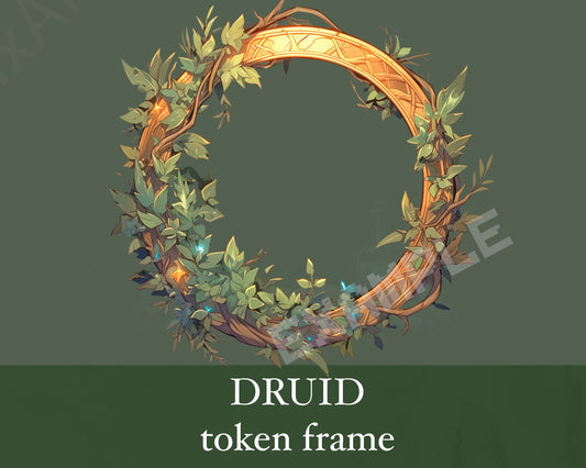 Druid D&D Token Frame. Digital Token for Tabletop, Dungeons and Dragons, Pathfinder, etc. Foundry VTT, Roll20