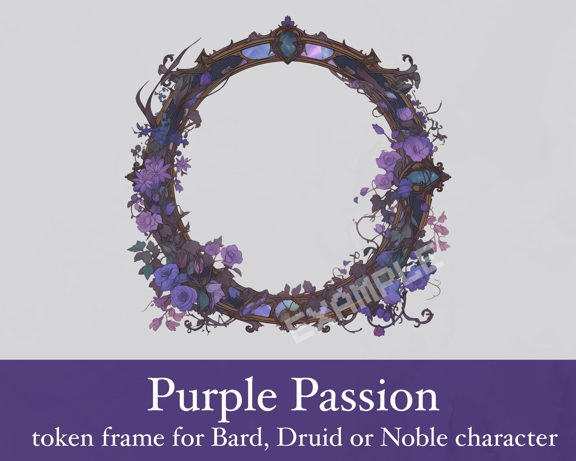 Purple Passion D&D Token Frame with Flowers. Best for Bard, Druid or Noble Character. Digital Token for Tabletop, Dungeons and Dragons.