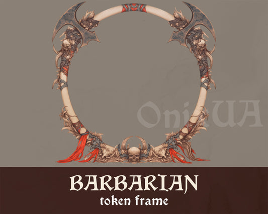 Barbarian D&D Token Frame. Digital Token for Tabletop, Dungeons and Dragons, Pathfinder, etc. Warrior Token Border. Foundry VTT, Roll20