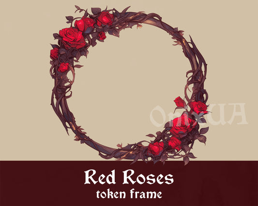 Red Roses D&D Token Frame. Digital Flowers Token Border for Dungeons and Dragons (DnD) or Pathfinder. Foundry VTT, Roll20