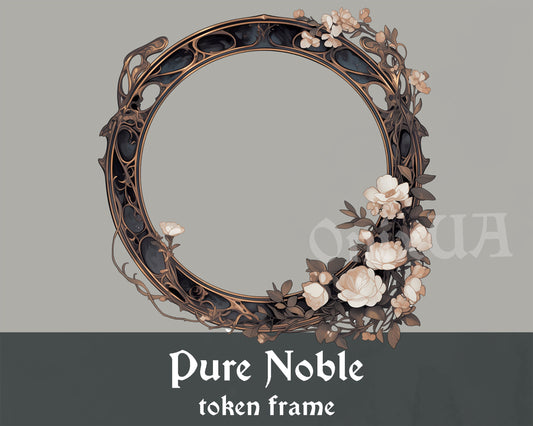 Pure Noble D&D Token Frame. White Rose Flowers Token Border for Dungeons and Dragons (DnD) or Pathfinder. Foundry VTT, Roll20