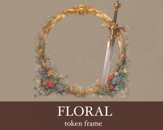 Floral D&D Token Frame. Digital Flowers Token for Fighter or Paladin. Dungeons and Dragons ( DnD ), Pathfinder, etc. Foundry VTT, Roll20