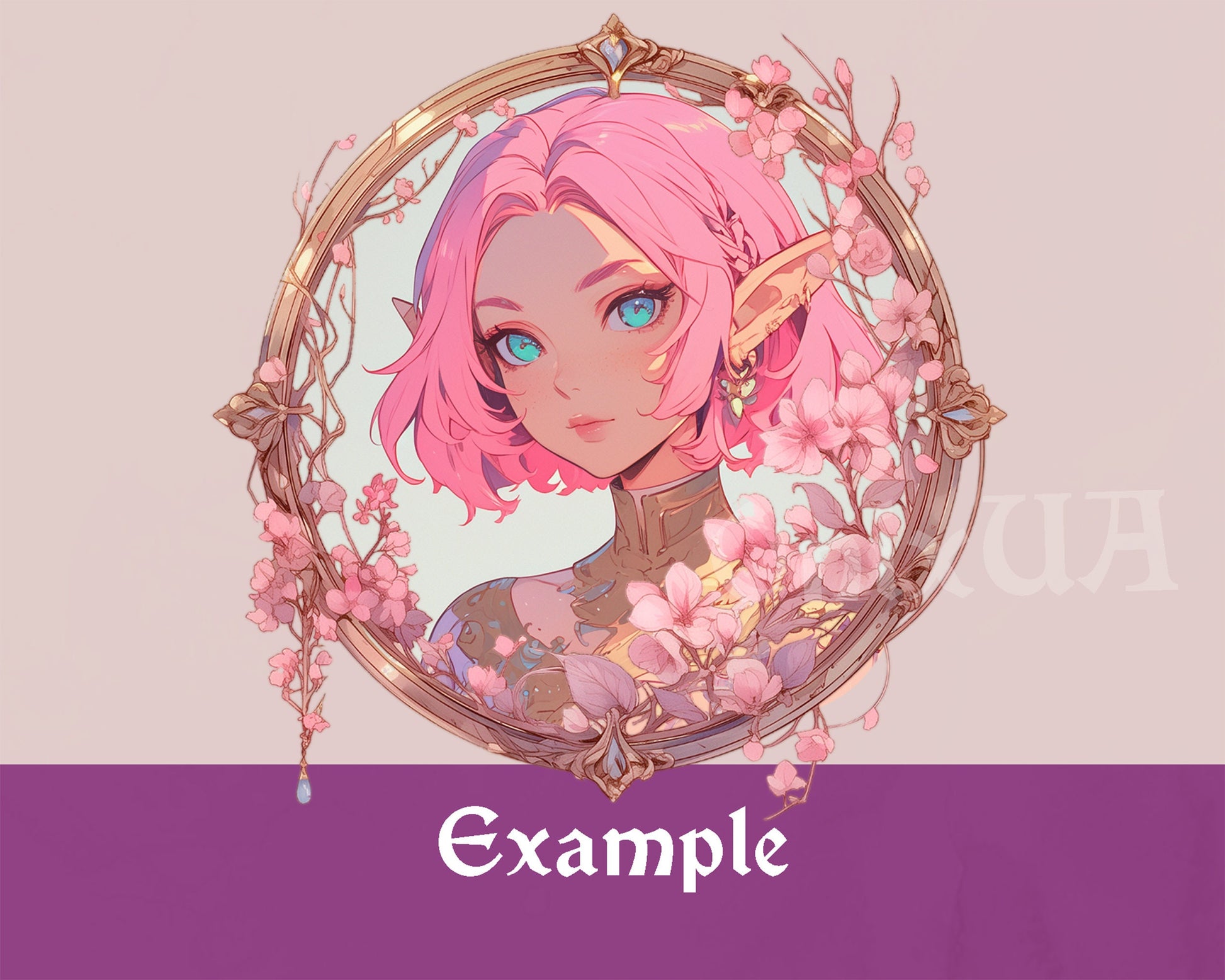 Pink Flowers D&D Token Frame. Digital Flowers Token Border for Dungeons and Dragons (DnD) or Pathfinder. Foundry VTT, Roll20