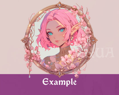 Pink Flowers D&D Token Frame. Digital Flowers Token Border for Dungeons and Dragons (DnD) or Pathfinder. Foundry VTT, Roll20