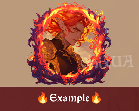 Fire Token Frame. Token Border with Flames for Dungeons and Dragons, Pathfinder. Foundry VTT, Roll20