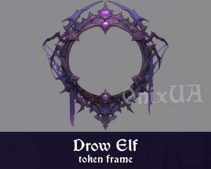 Drow Elf D&D Token Frame. Drow Lolth Digital Token Border for Dungeons and Dragons, Pathfinder, etc. Foundry VTT, Roll20