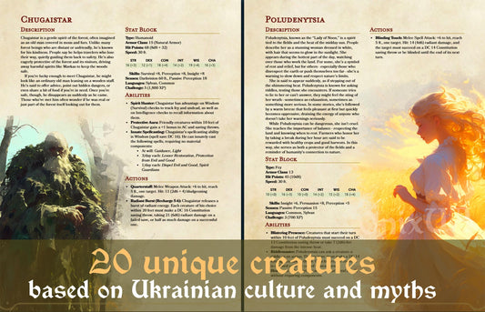 Ukrainian Mythology Bestiary | DnD Monster Manual (Digital PDF)