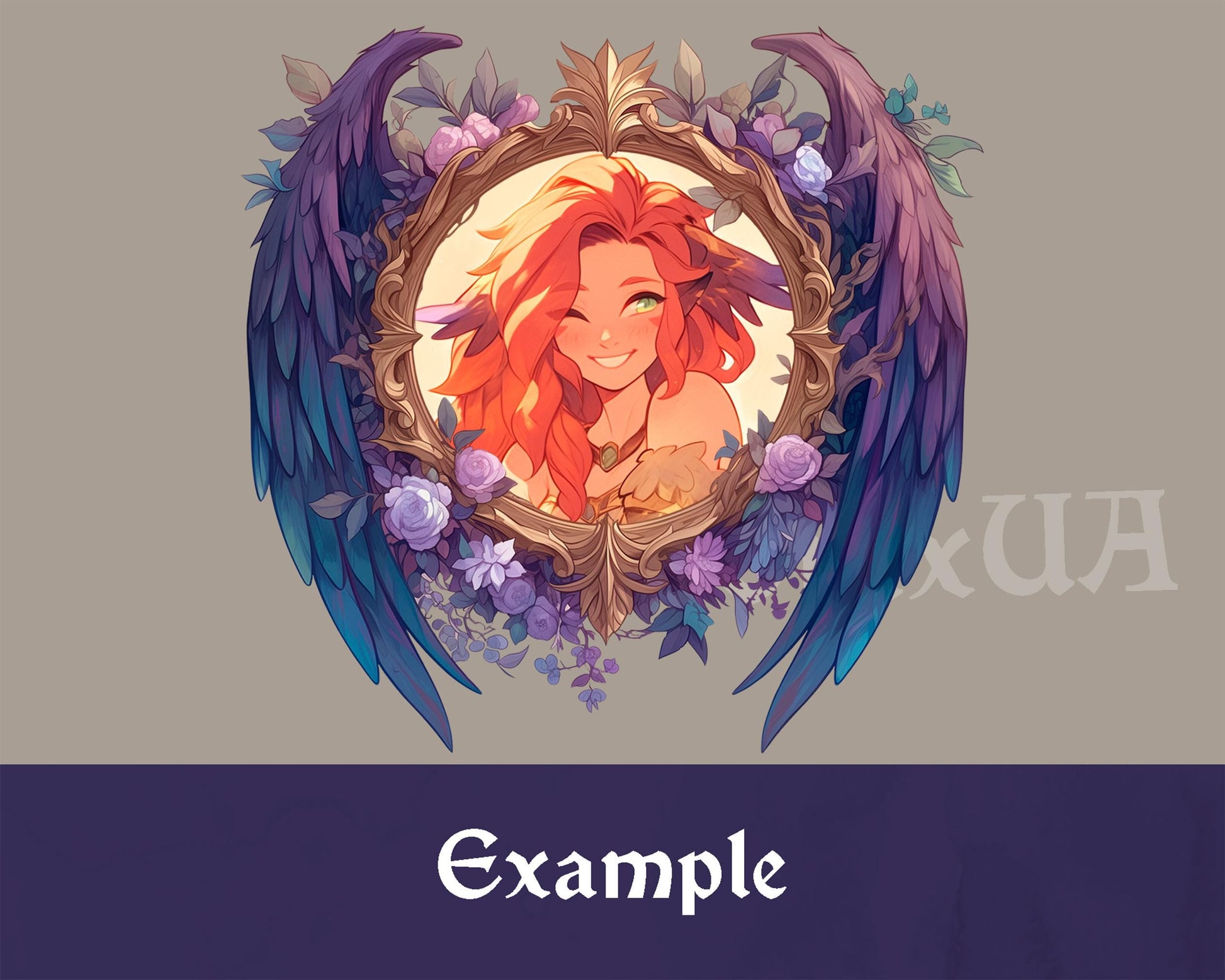 Flowers Winged D&D Token Frame | Harpy / Aarakocra / Aasimar Token Border for Dungeons and Dragons, Pathfinder. Foundry VTT, Roll20