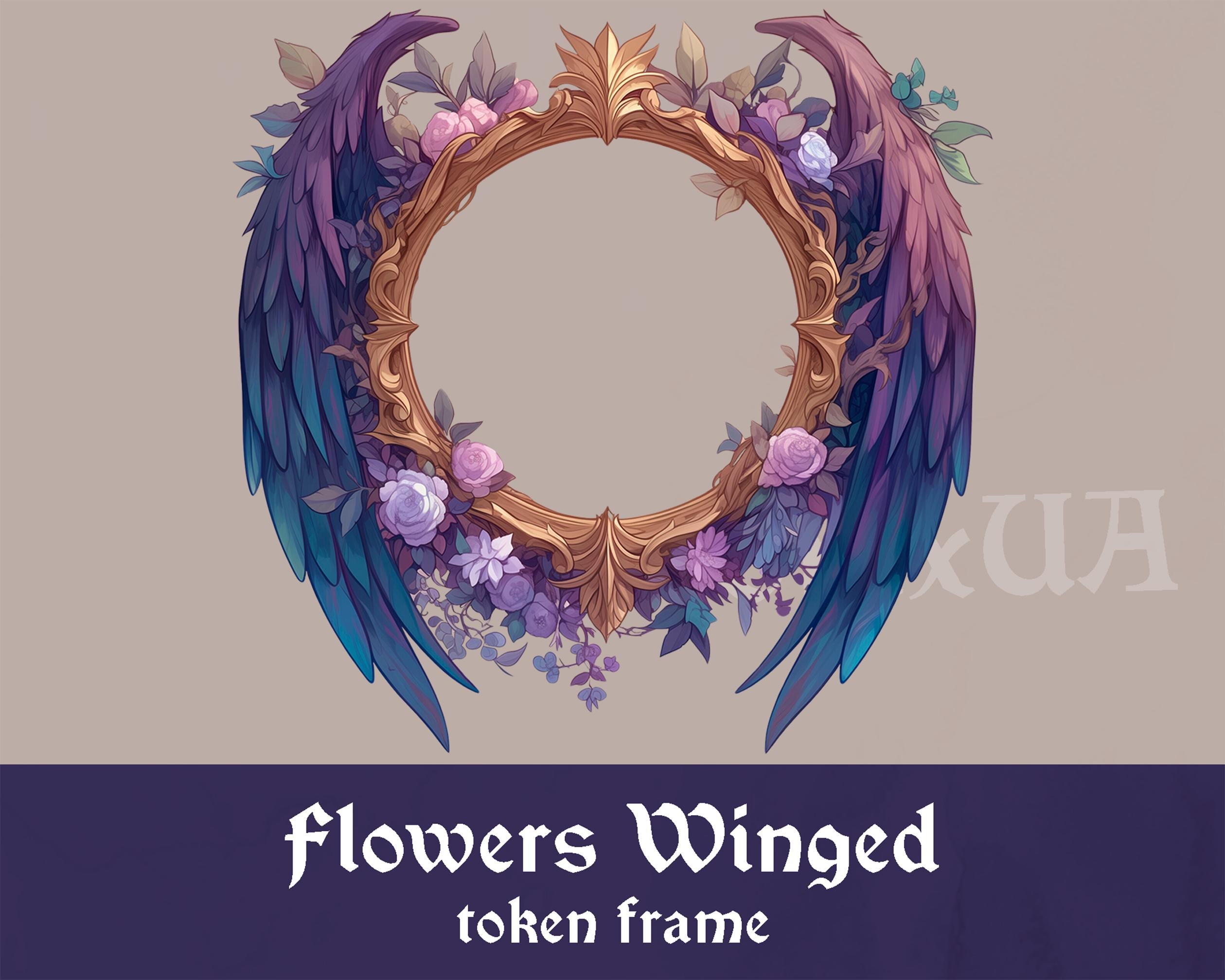 Flowers Winged Token Frame | Harpy / Aarakocra Token Border for D&D