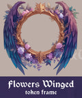 Flowers Winged D&D Token Frame | Harpy / Aarakocra / Aasimar Token Border for Dungeons and Dragons, Pathfinder. Foundry VTT, Roll20