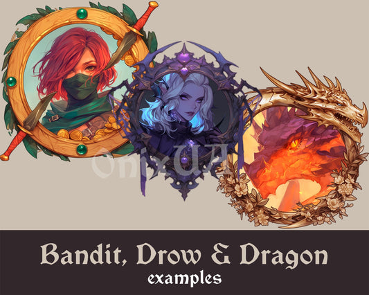 Bandit Token Border, Drow Token Frame and Dragon Token Border. Token Frames Premium Bundle for D&D and Pathfinder